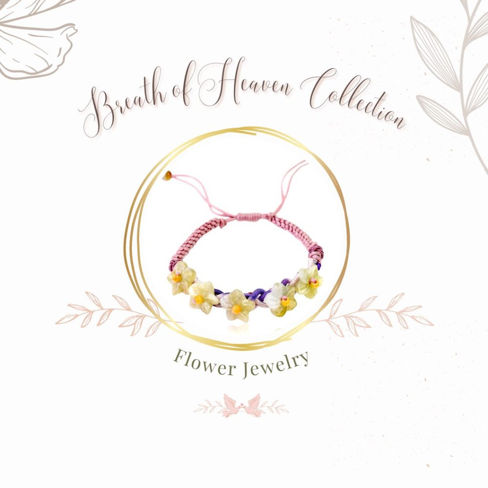 Breathtaking Breath of Heaven Flower Handmade Jade Bracelet